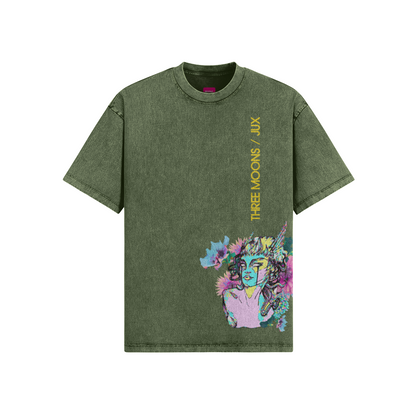Unisex Embroidered Oversized Snow Wash T-shirt