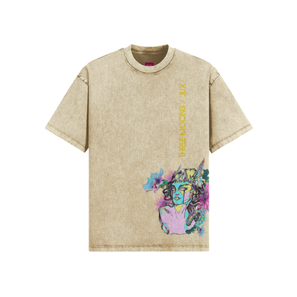 Unisex Embroidered Oversized Snow Wash T-shirt
