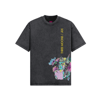 Unisex Embroidered Oversized Snow Wash T-shirt