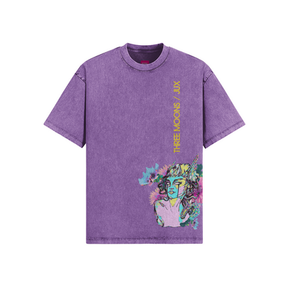 Unisex Embroidered Oversized Snow Wash T-shirt