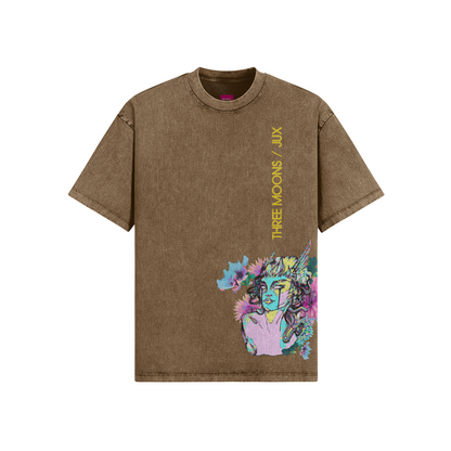 Unisex Embroidered Oversized Snow Wash T-shirt