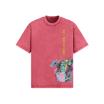 Unisex Embroidered Oversized Snow Wash T-shirt