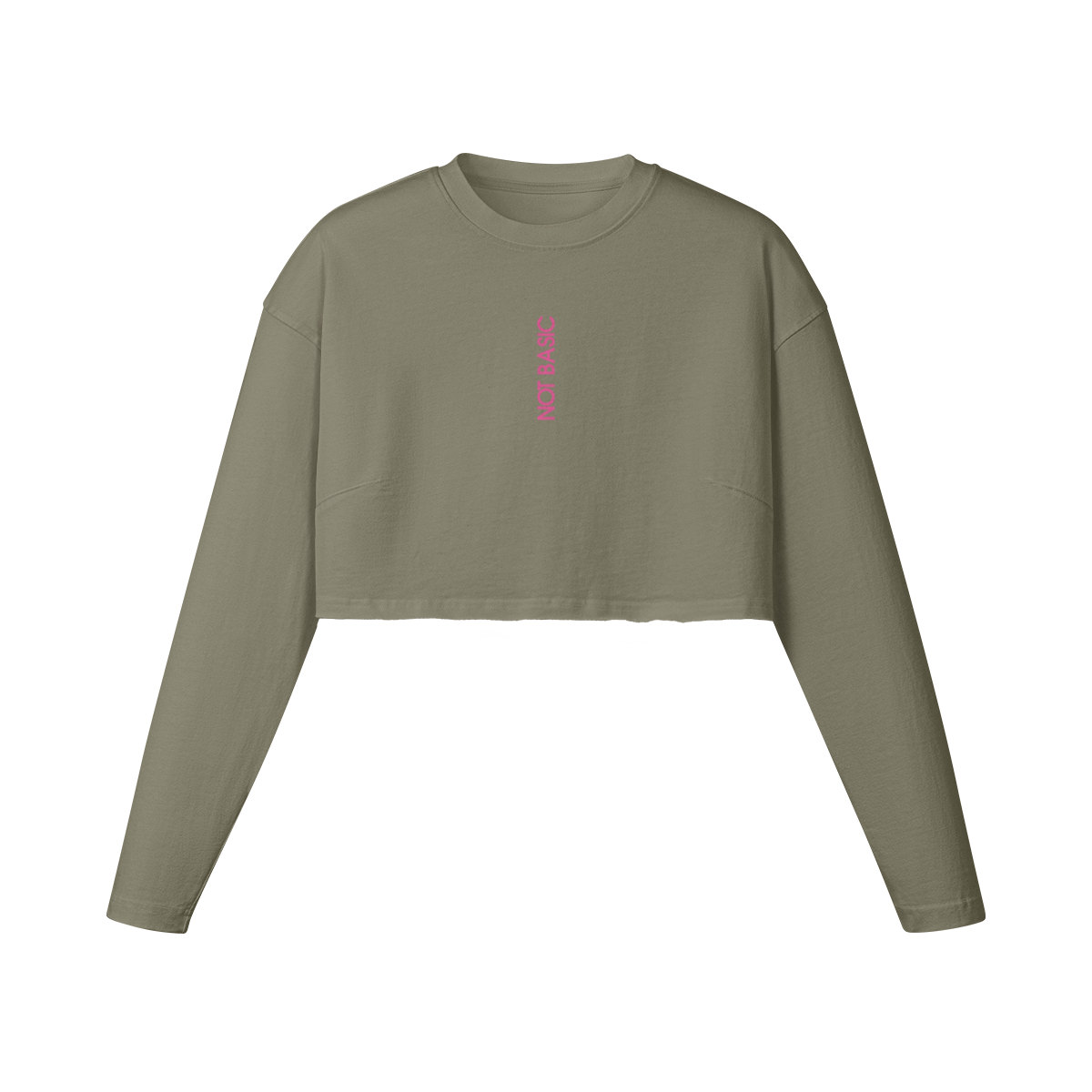 Feminine Cut Embroidered Raw Hem Long Sleeve Crop Top - NOT BASIC