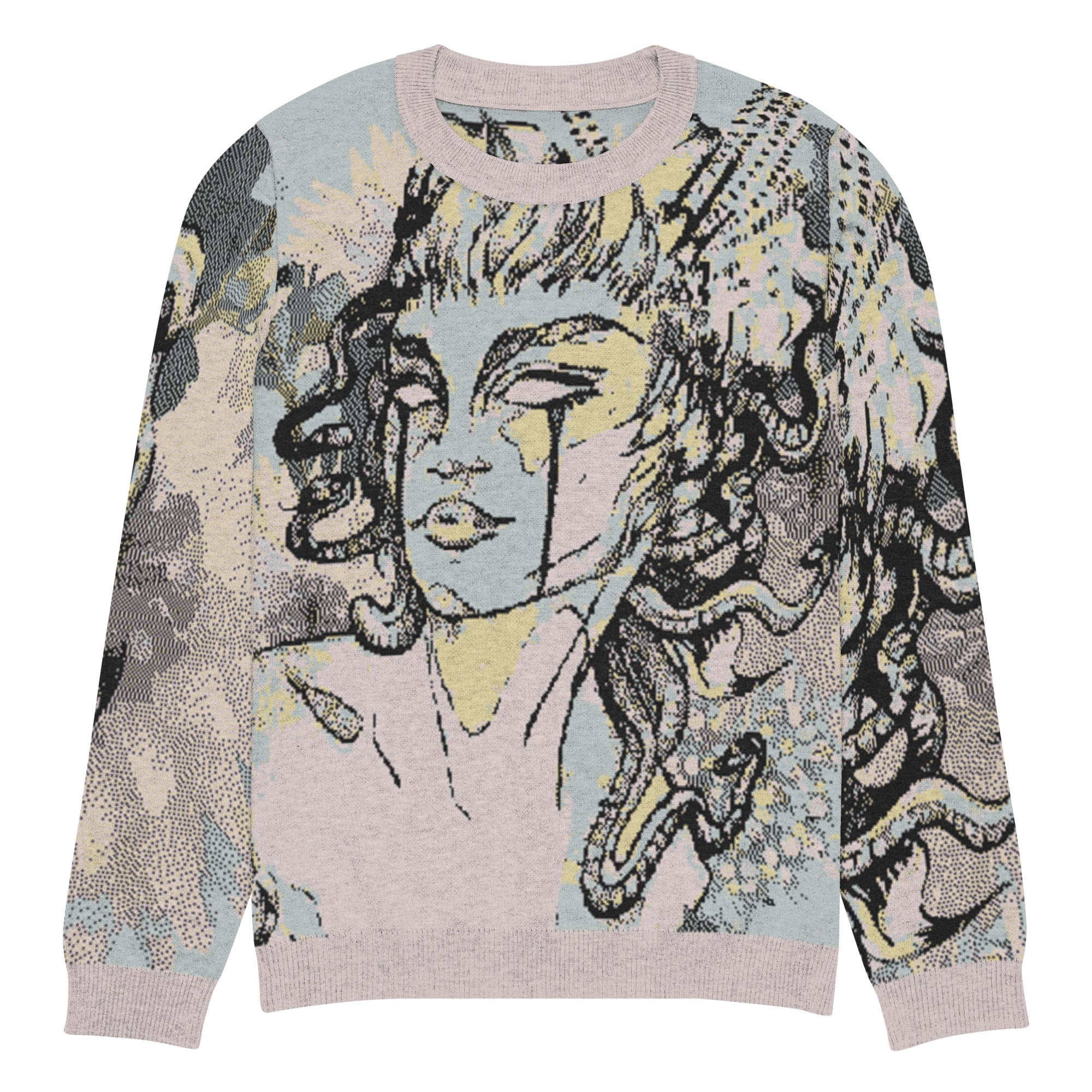 Unisex Jacquard Crewneck Knitted Sweater Classic Fit