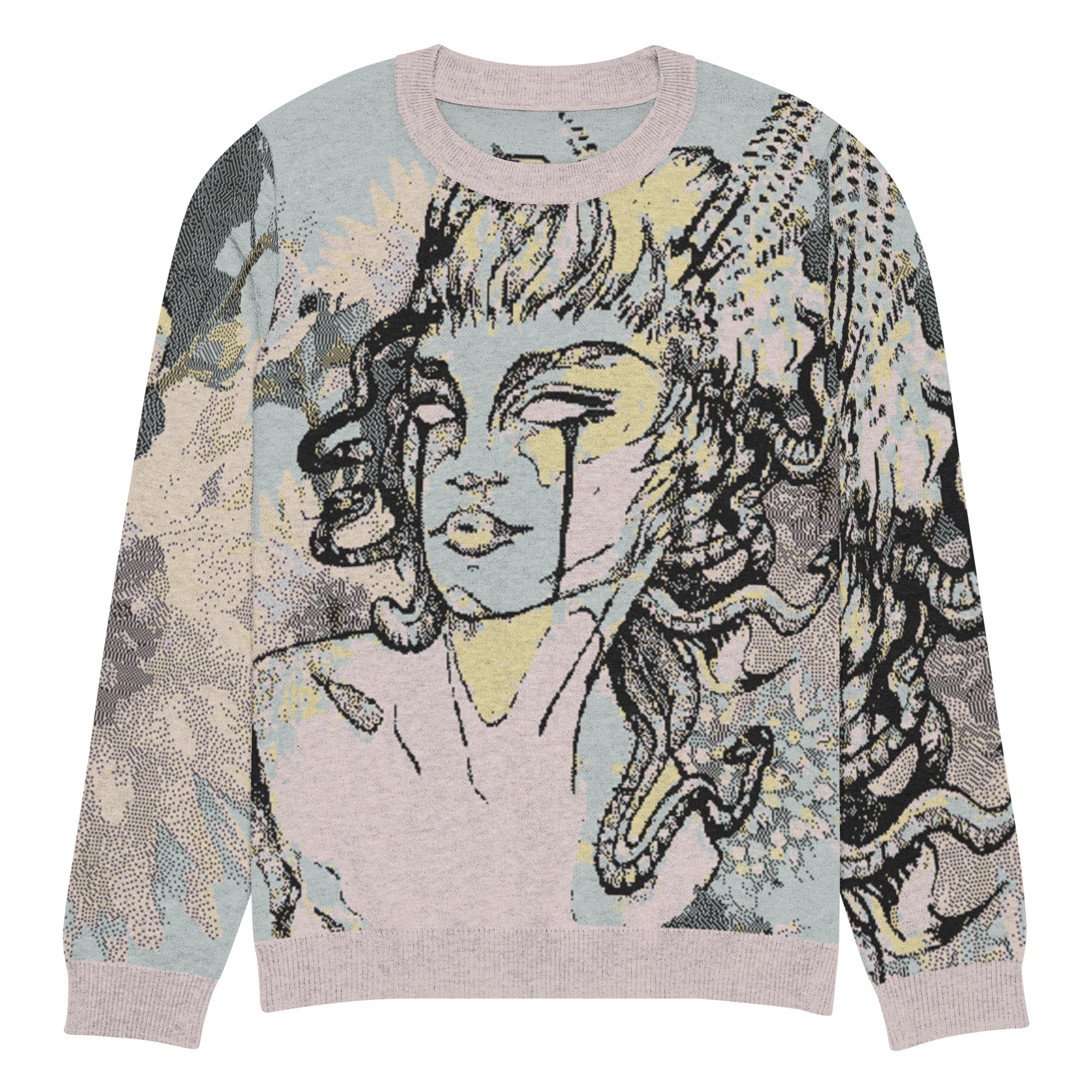 Unisex Jacquard Crewneck Knitted Sweater Classic Fit