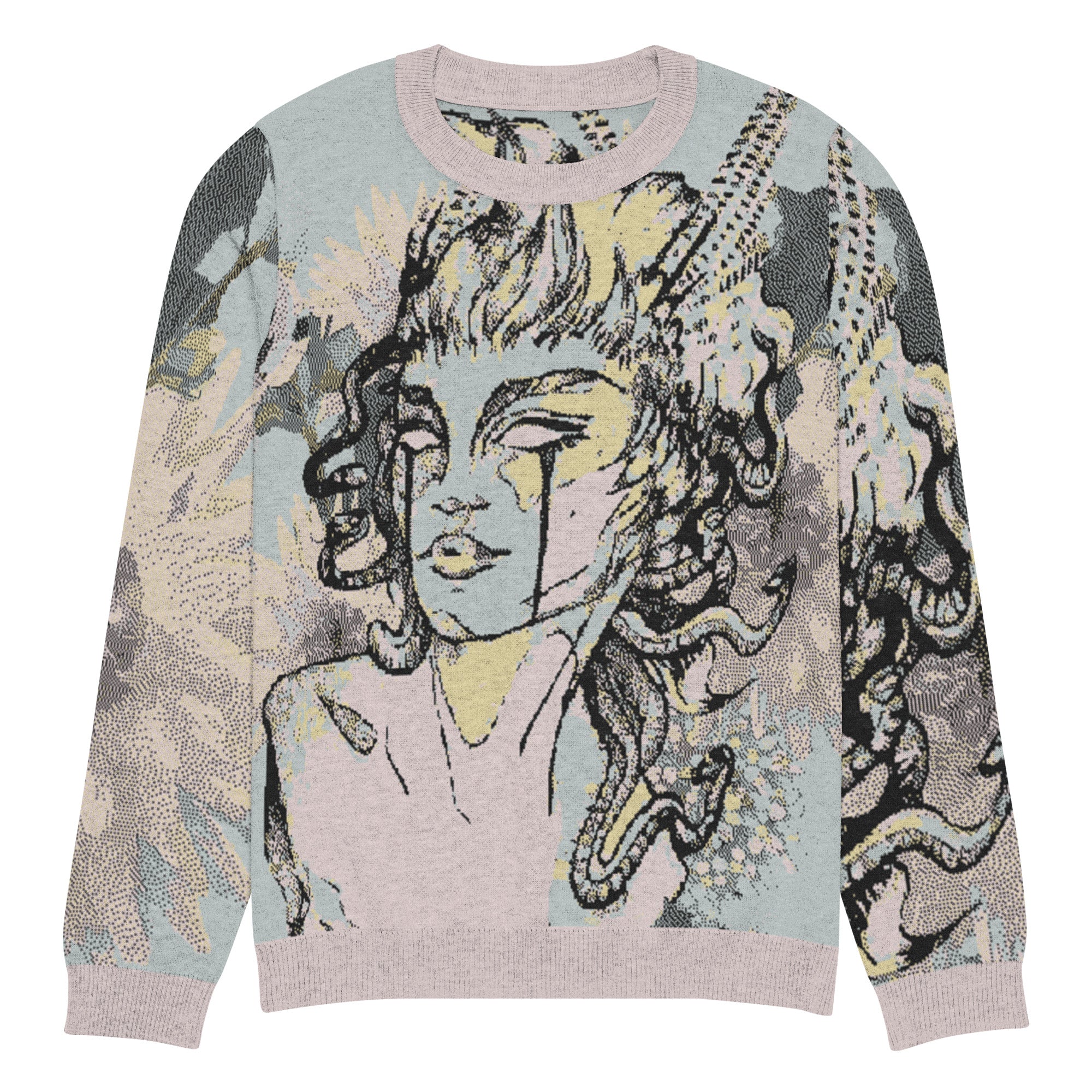 Unisex Jacquard Crewneck Knitted Sweater Classic Fit
