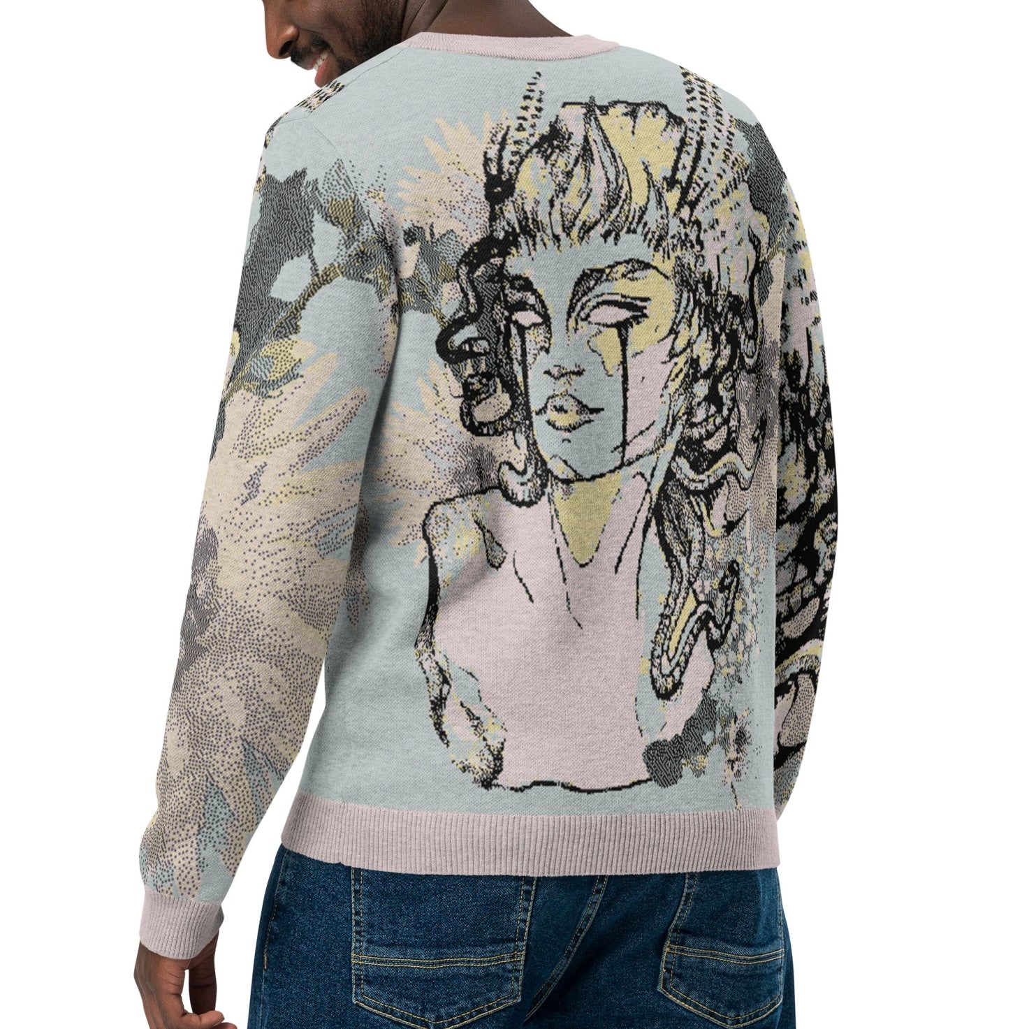 Unisex Jacquard Crewneck Knitted Sweater Classic Fit - JUX