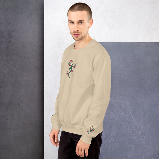 Cream Unisex Embroidered Sweatshirt