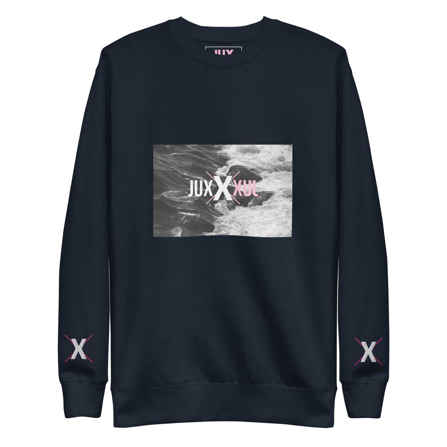 Navy Unisex Premium Sweatshirt with Embroidered Cuffs