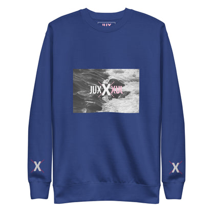 Blue Unisex Premium Sweatshirt with Embroidered Cuffs