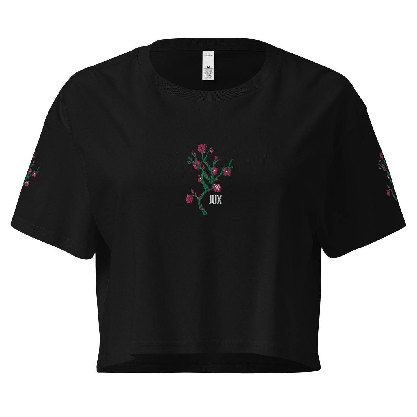 Feminine Cut Embroidered Crop Top T-Shirt - JUX