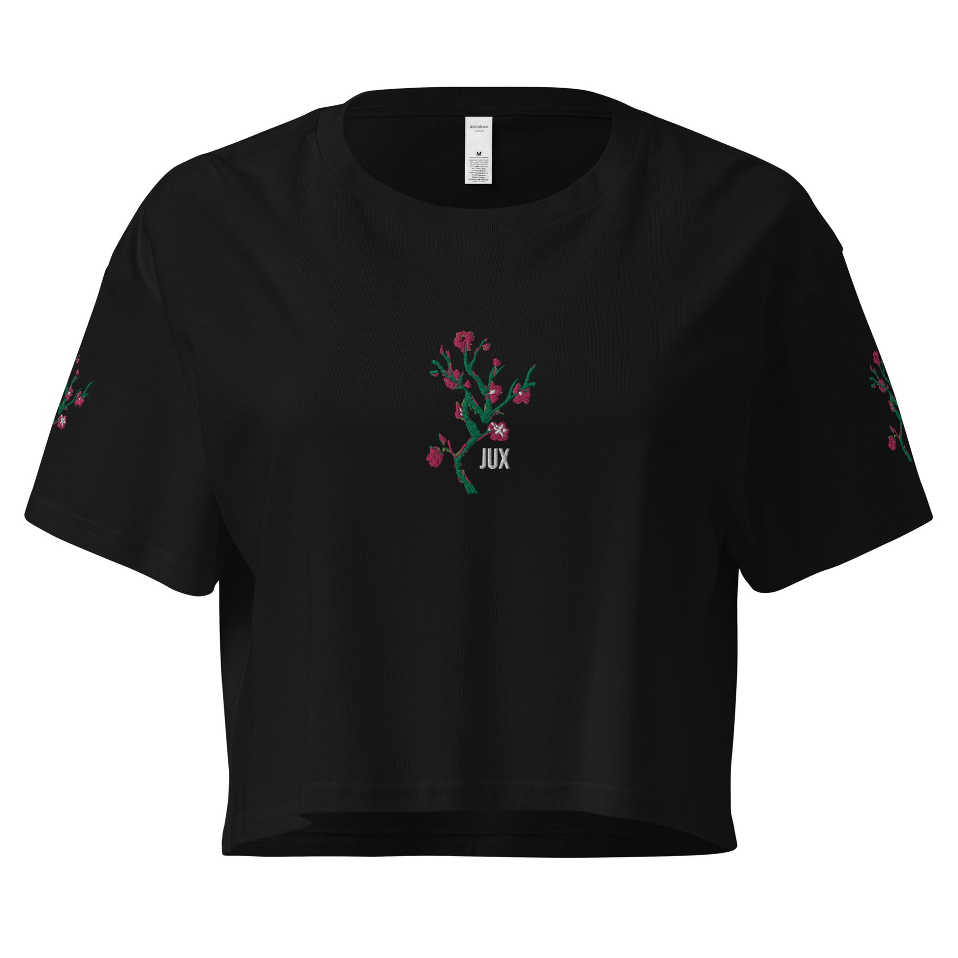 Feminine Cut Embroidered Crop Top T-Shirt - JUX