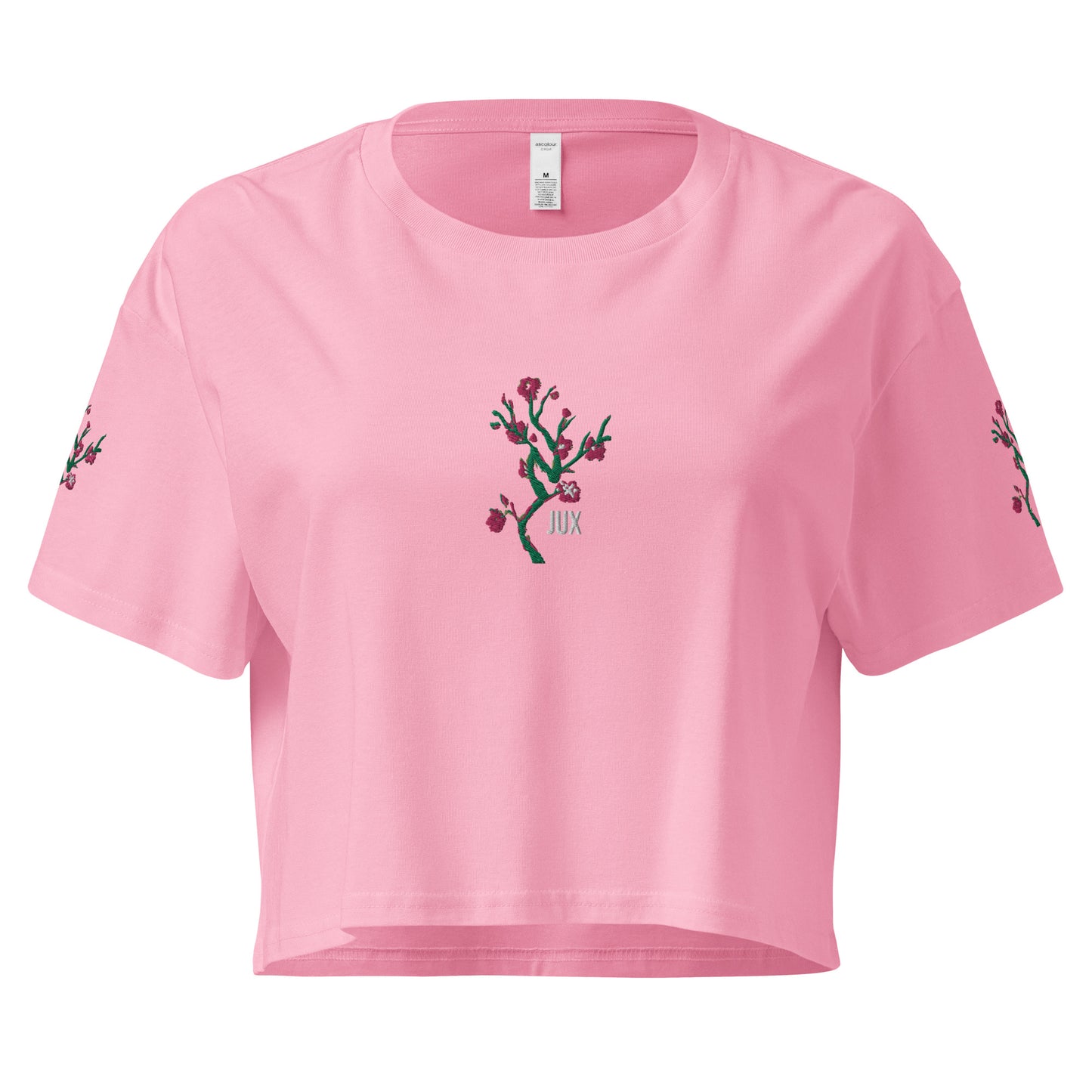 Feminine Cut Embroidered Crop Top T-Shirt - JUX