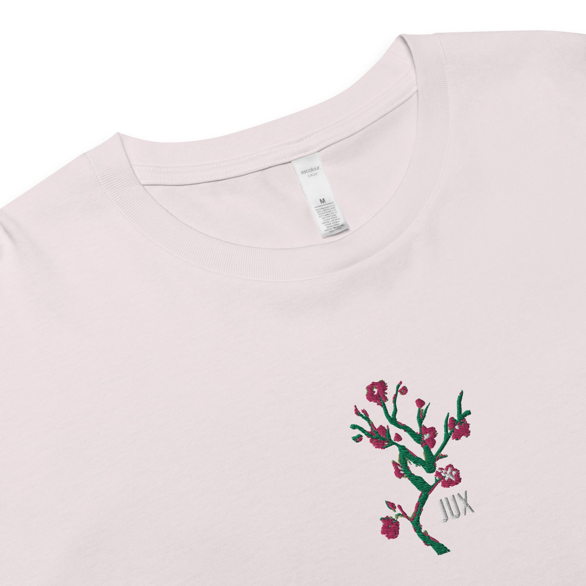 Feminine Cut Embroidered Crop Top T-Shirt - JUX