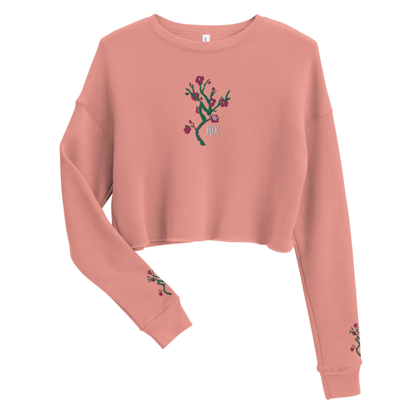 Feminine Cut Embroidered Crop Sweatshirt - JUX